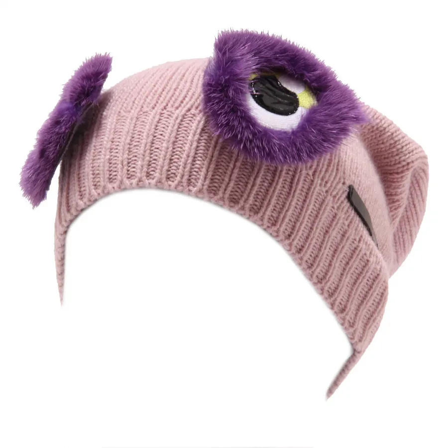 4340U cuffia bimba FENDI misto cashmere rosa pink wool hat kid girl