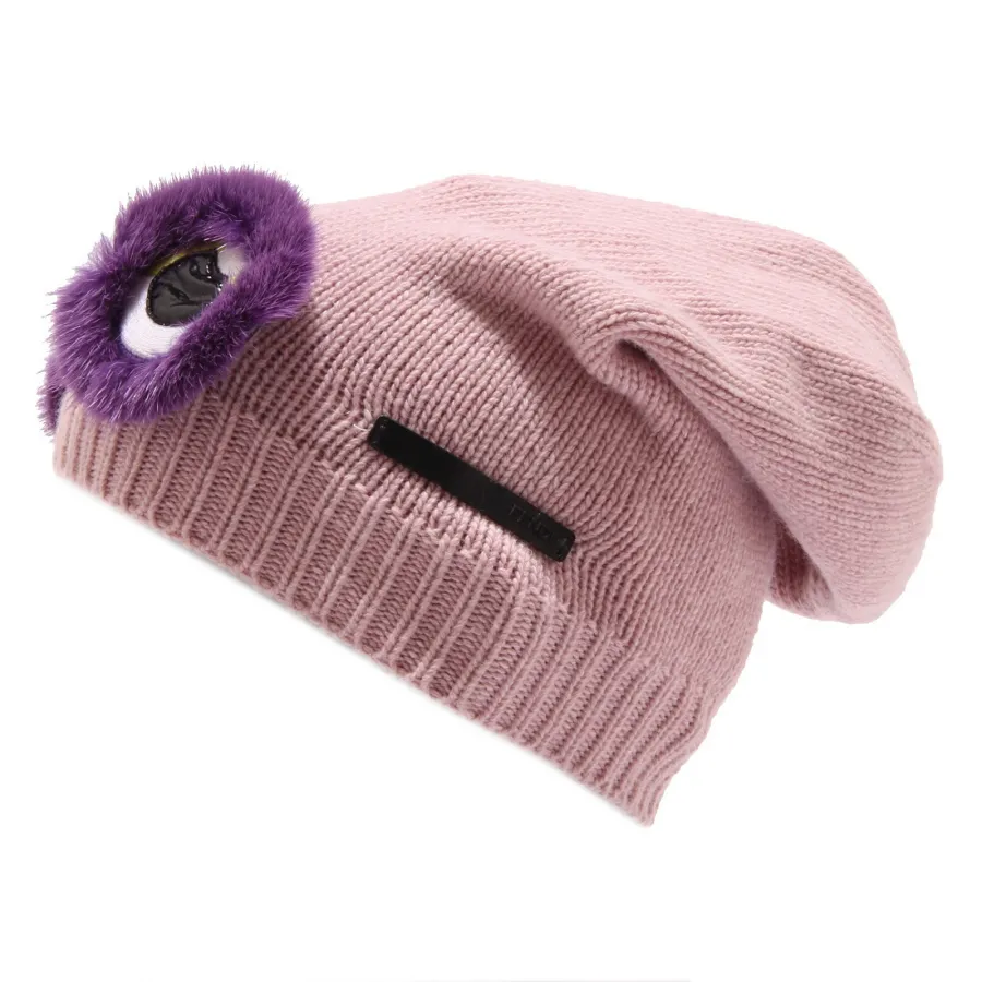4340U cuffia bimba FENDI misto cashmere rosa pink wool hat kid girl