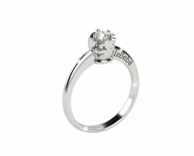 Anello Le Bebè - I Solitari Cestino - bimbo e bimba in oro bianco con cuore in oro rosa e diamante da 0.20ct