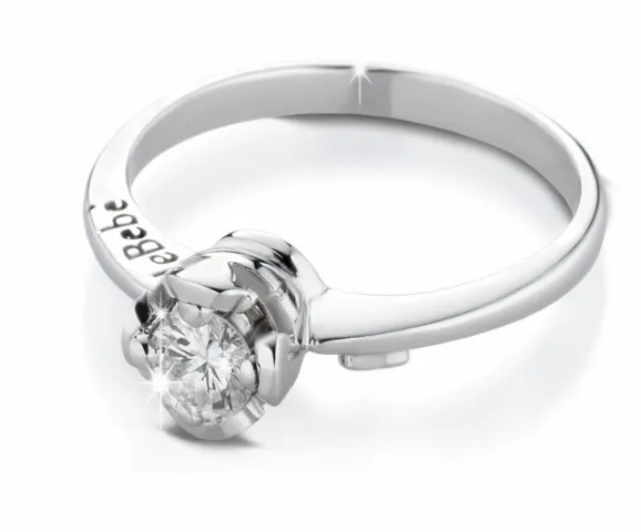 Anello Le Bebè - I Solitari Cestino - bimbo e bimba in oro bianco con cuore in oro rosa e diamante da 0.20ct