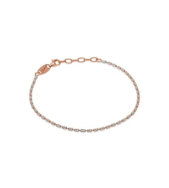 Bracciale Unisex Gioielli Desmos in argento bariletti diamantati placcato oro rosa argento 16,5 cm design typhoon