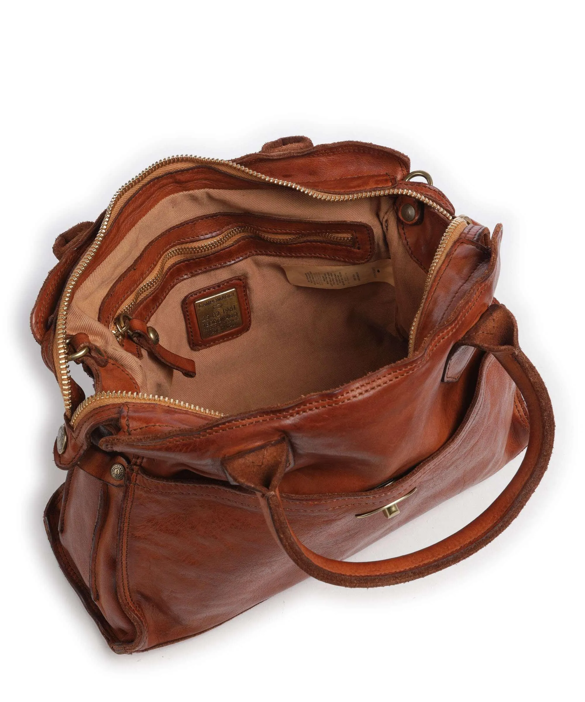  Campomaggi Borsa a mano pelle di vacchetta finemente grana cognac  