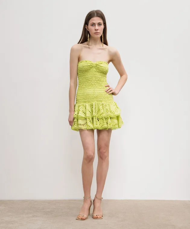 Charo Ruiz Abito verde Megan con ricami in pizzo 243611