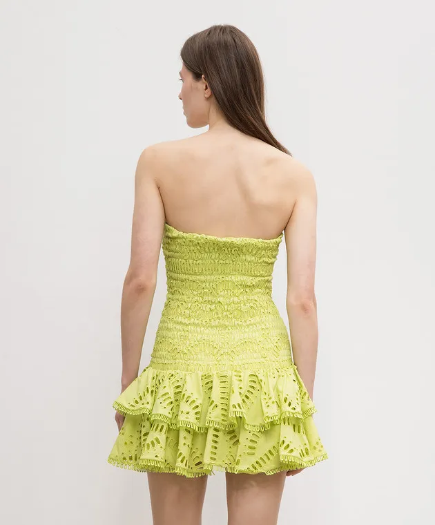 Charo Ruiz Abito verde Megan con ricami in pizzo 243611