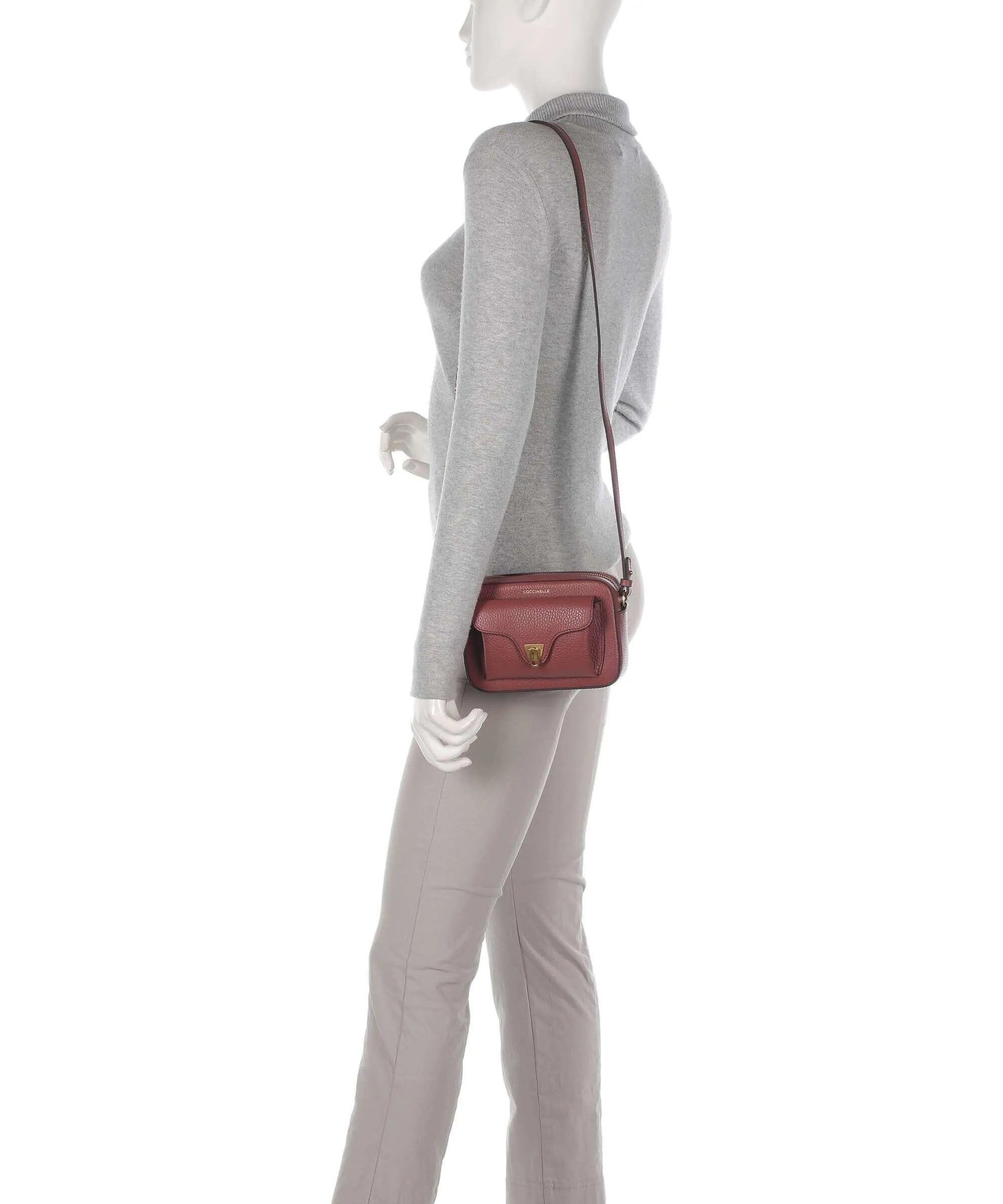  Coccinelle Beat Soft Borsa a tracolla pelle di vacchetta grana marrone  