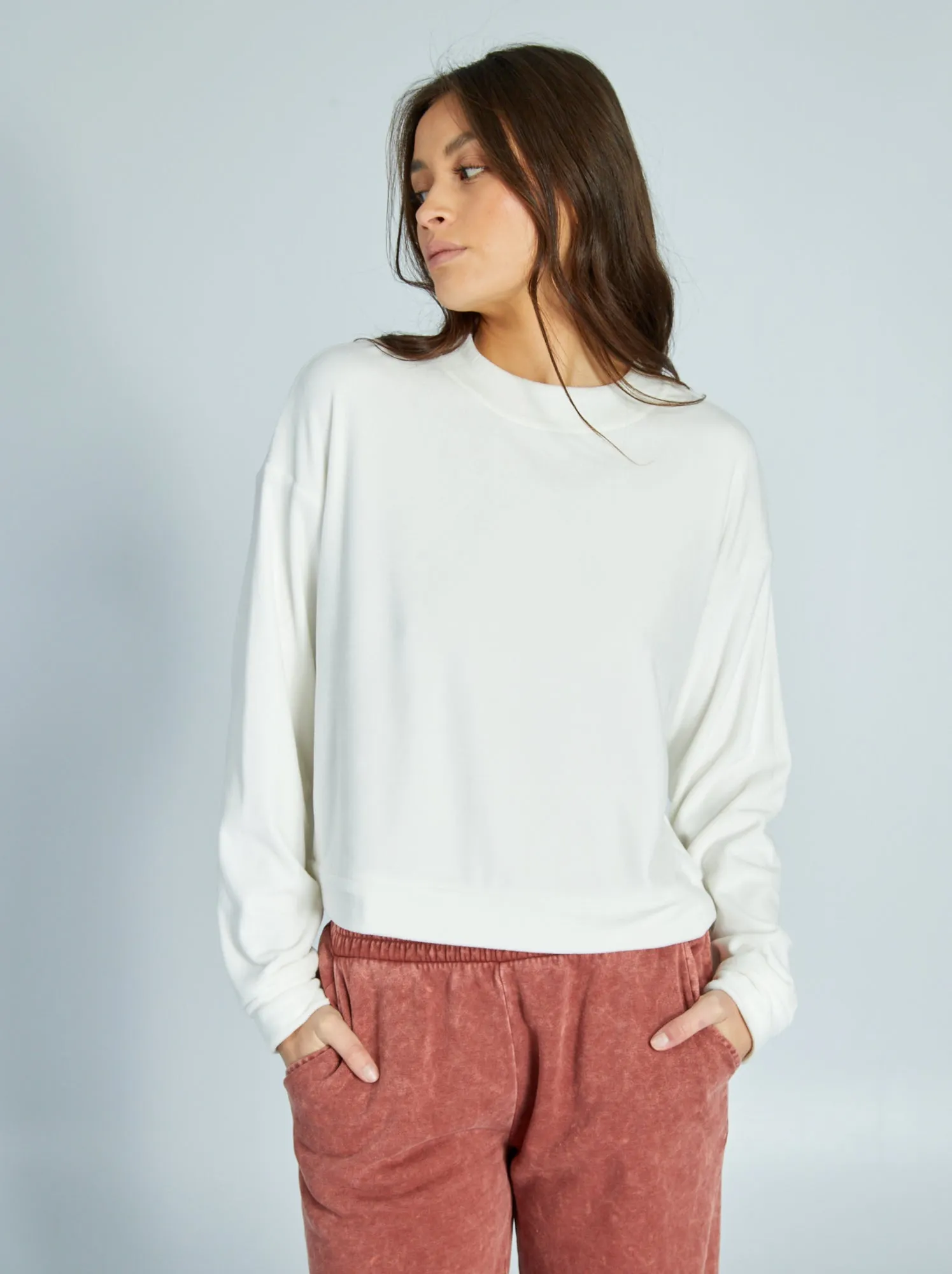 Felpa homewear in pile - BIANCO