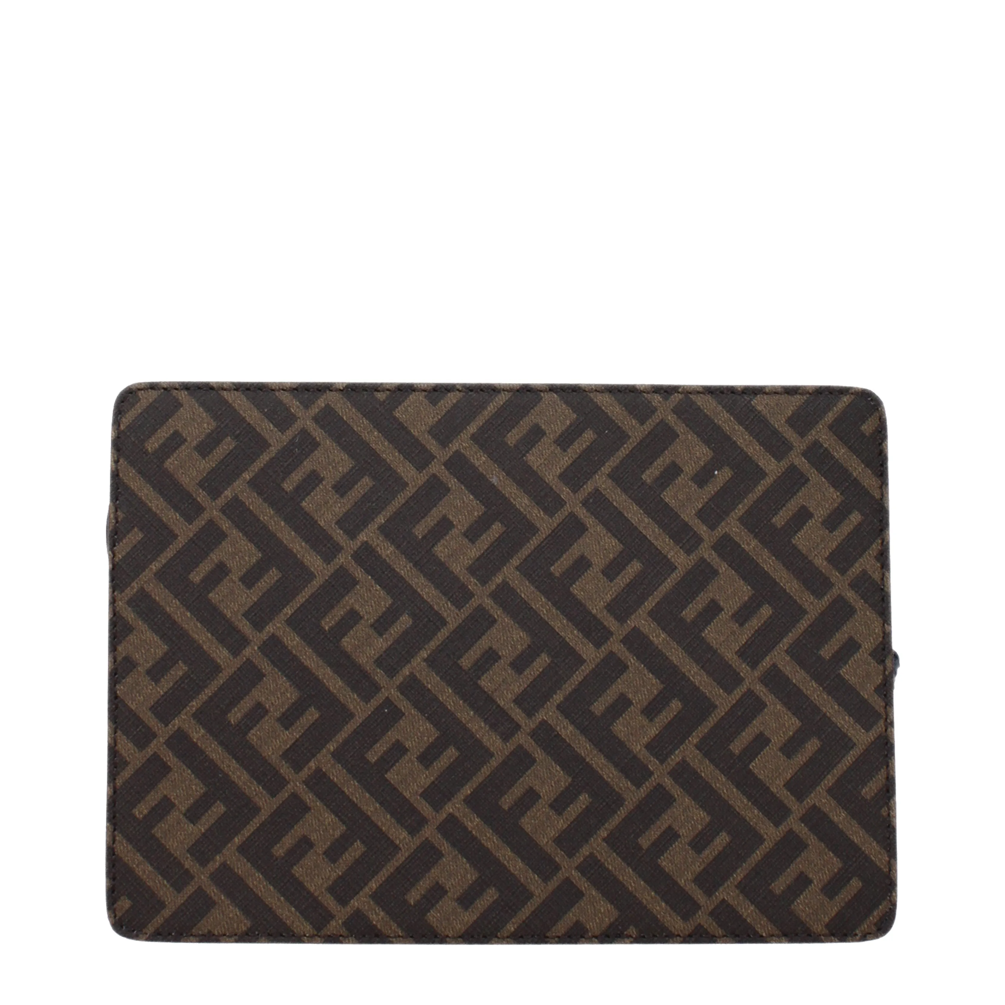 Fendi Pochette Standing Uomo Tessuto Blu/Tabacco