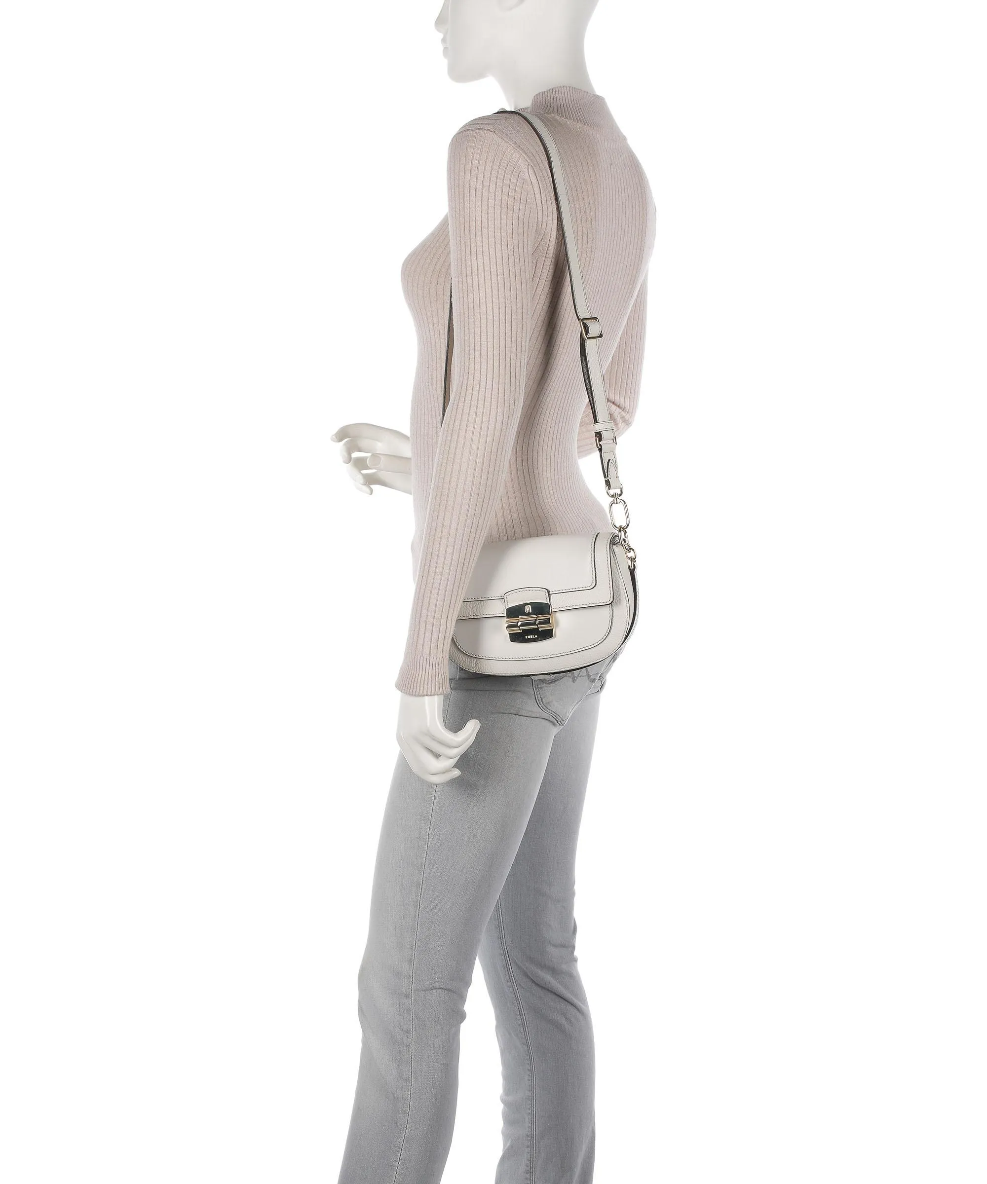  Furla Club 2 S Borsa a spalla pelle granulata avorio  