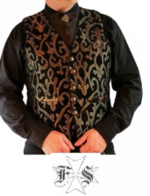GILET DAMASCATO NERO E ORO