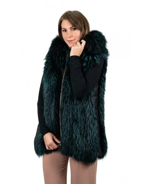 Green murmasky fur hooded sleeve