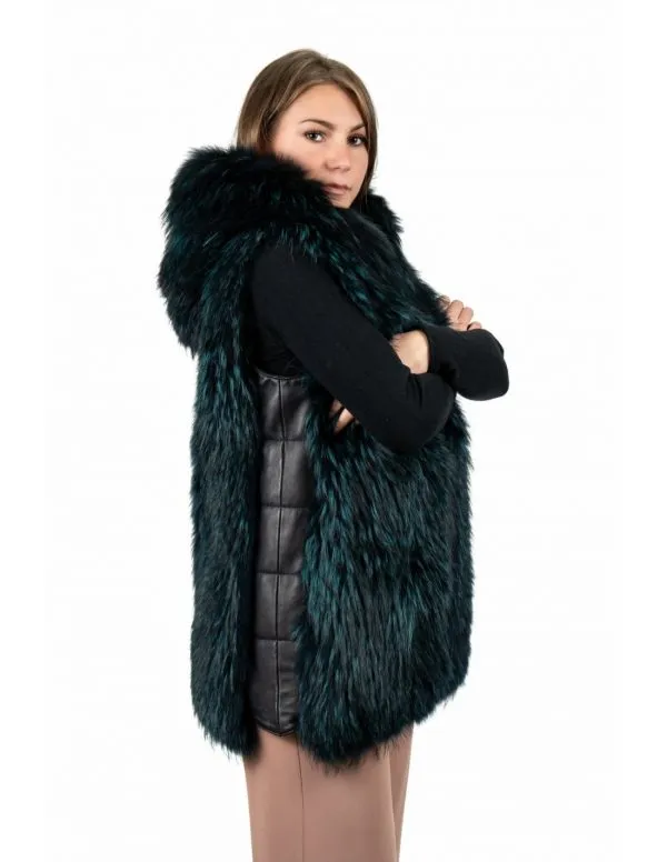 Green murmasky fur hooded sleeve