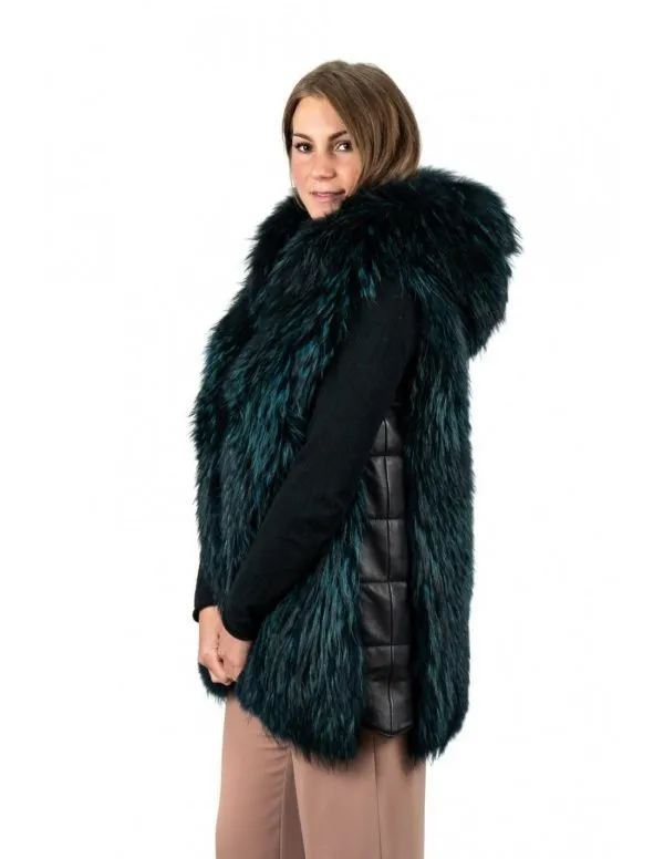 Green murmasky fur hooded sleeve