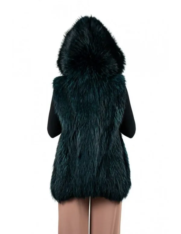 Green murmasky fur hooded sleeve