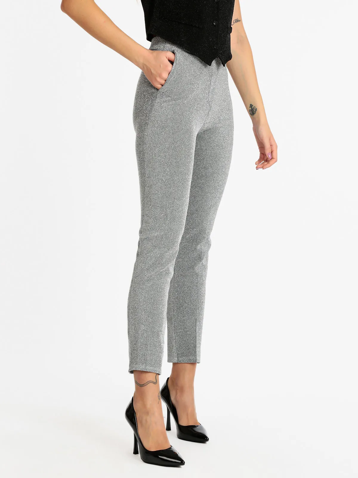 Hdl Milano Pantalon femme ajusté en lurex