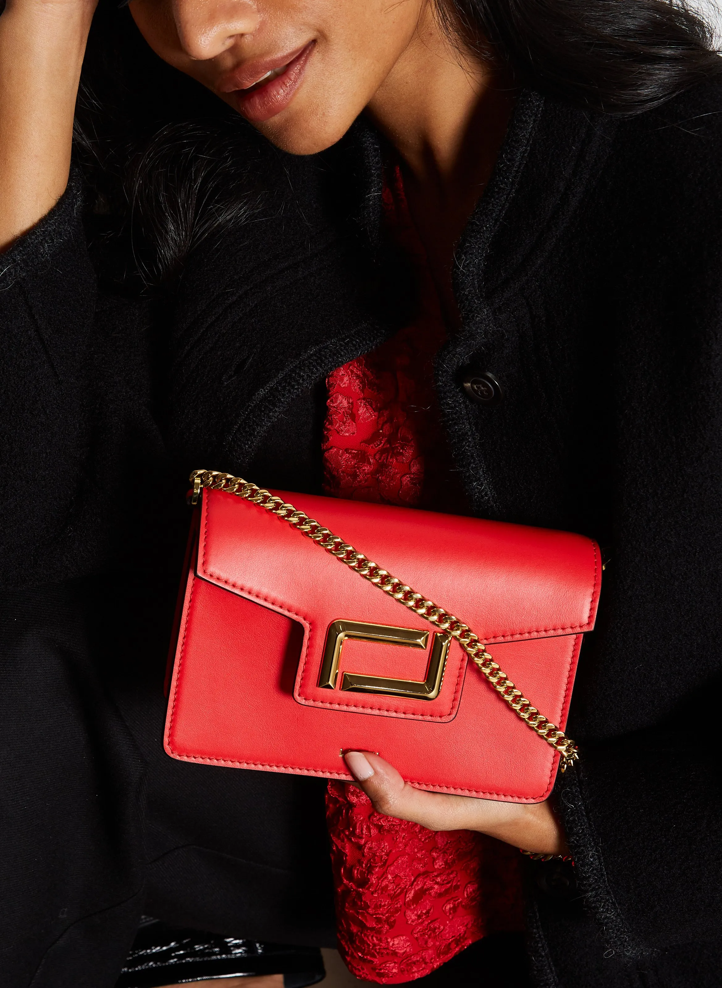  LANCEL   ANGELE MINI - Mini borsa a tracolla con patta in pelle | Rosso