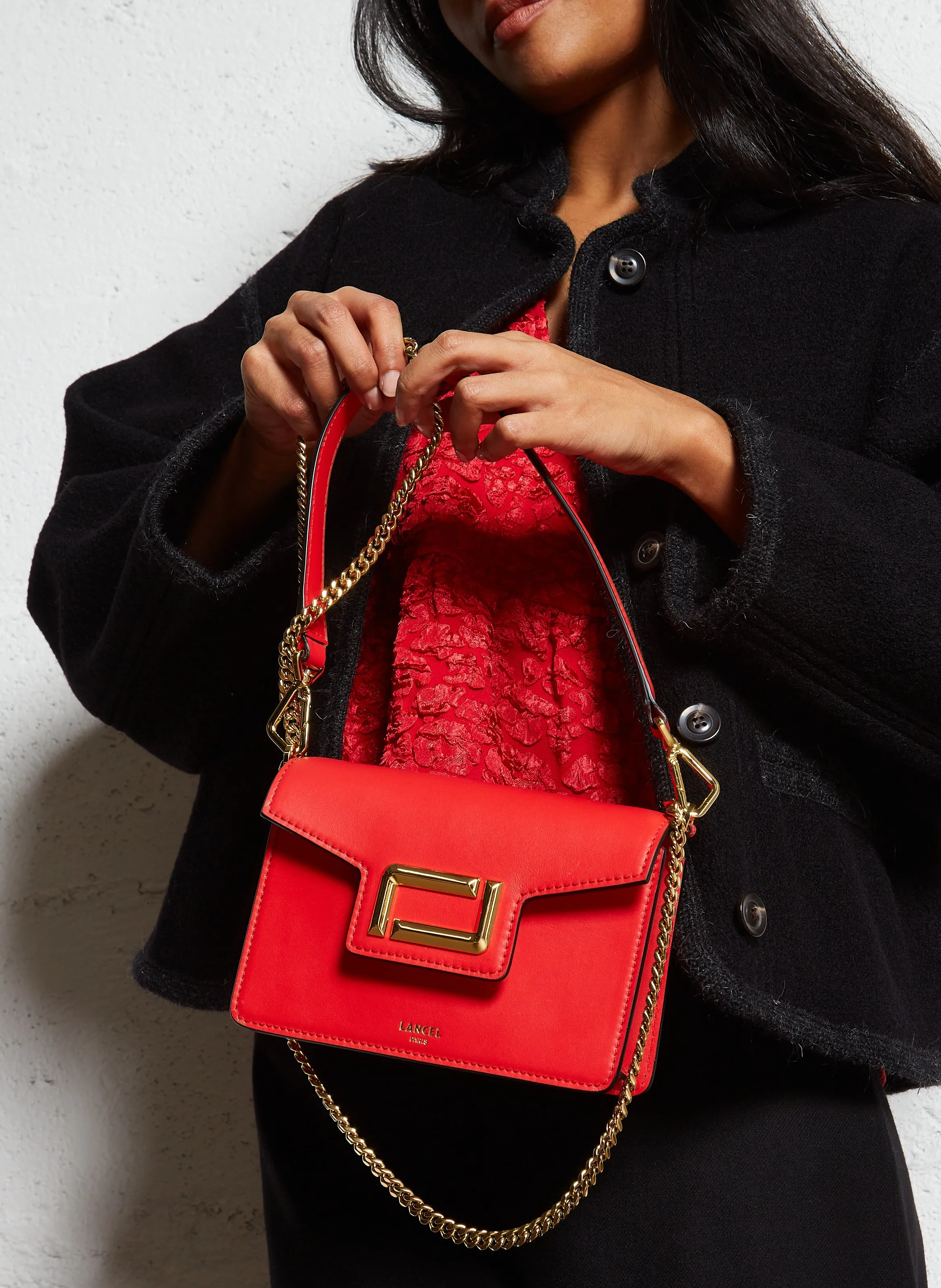  LANCEL   ANGELE MINI - Mini borsa a tracolla con patta in pelle | Rosso