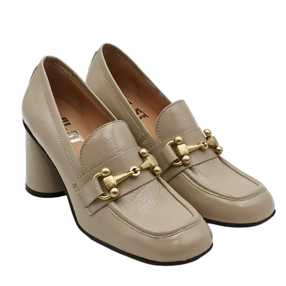 Mocassino donna tacco alto in vernice Just Juice F807 NAPLAK TORTORA
