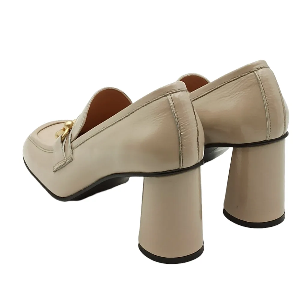 Mocassino donna tacco alto in vernice Just Juice F807 NAPLAK TORTORA