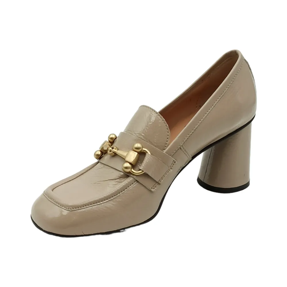 Mocassino donna tacco alto in vernice Just Juice F807 NAPLAK TORTORA