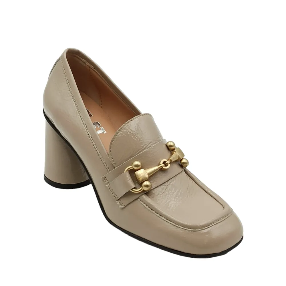 Mocassino donna tacco alto in vernice Just Juice F807 NAPLAK TORTORA