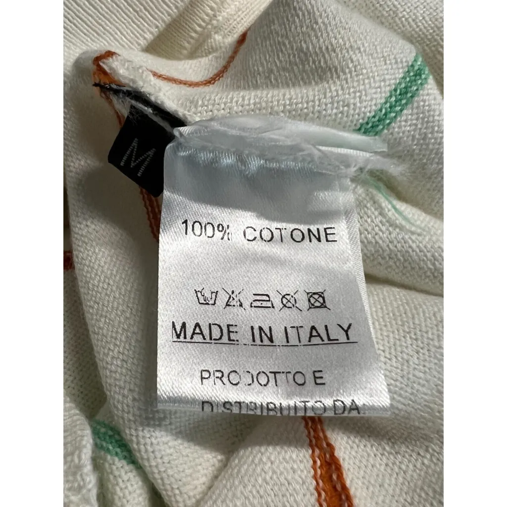 MOLO ELEVEN Polo uomo aperta bianca righe arancio/verde GIBUTI 100% cotone MADE IN ITALY