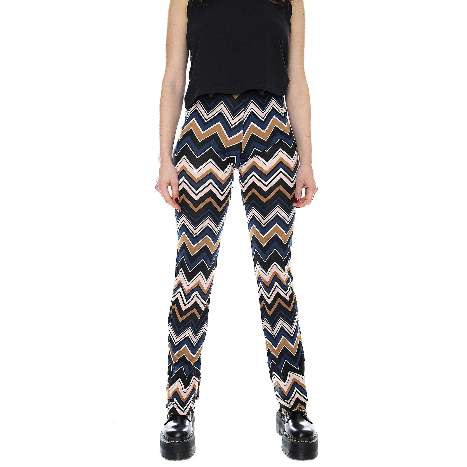 Motel Rocks Kyla Pants - Chevron Brown / Multicolor - Pantaloni Donna Multicolore    