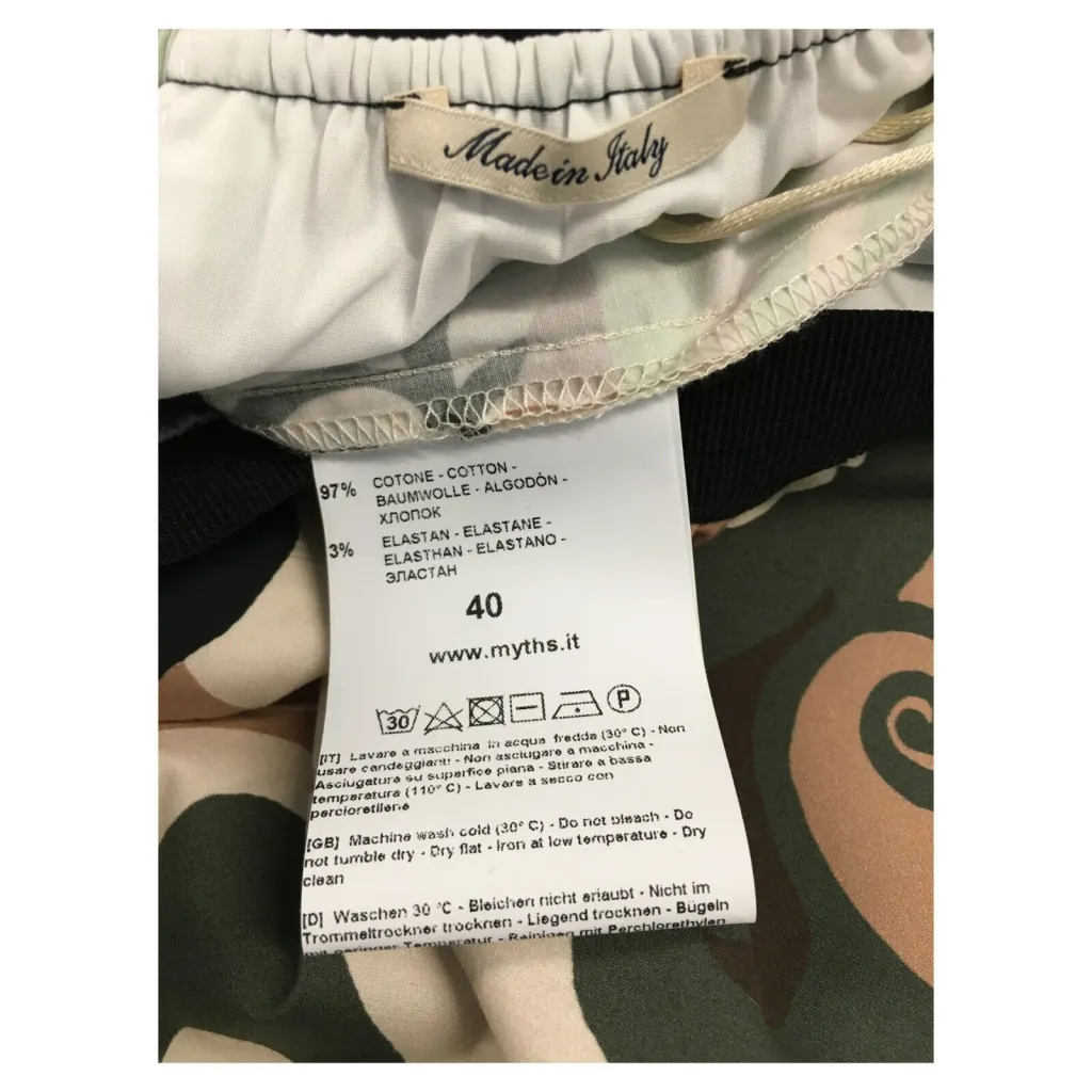 MYTHS pantalone donna fantasia verde/moro/ecru D08ELA 414 MADE IN ITALY
