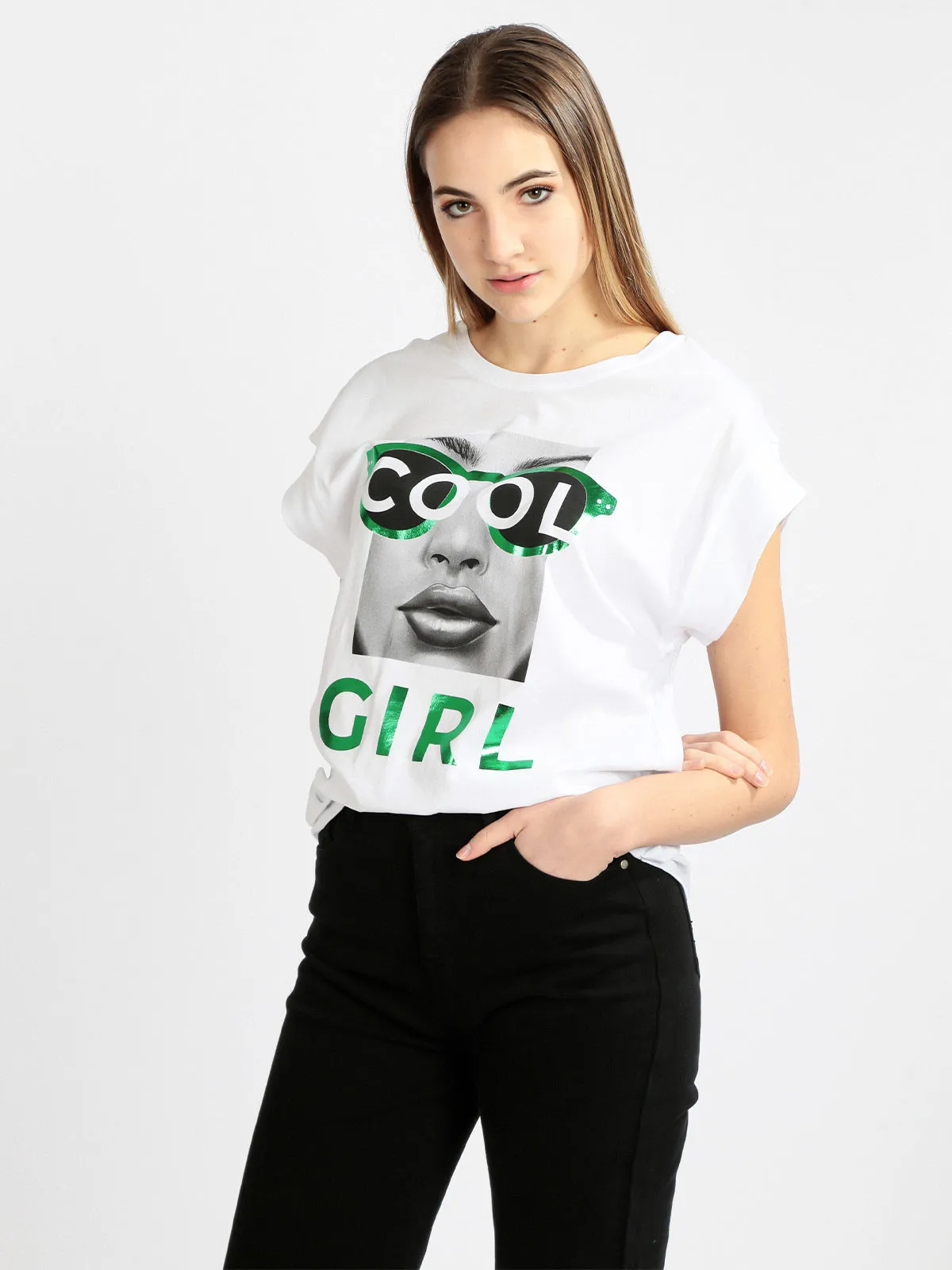 Ootd T-shirt femme oversize avec imprimé