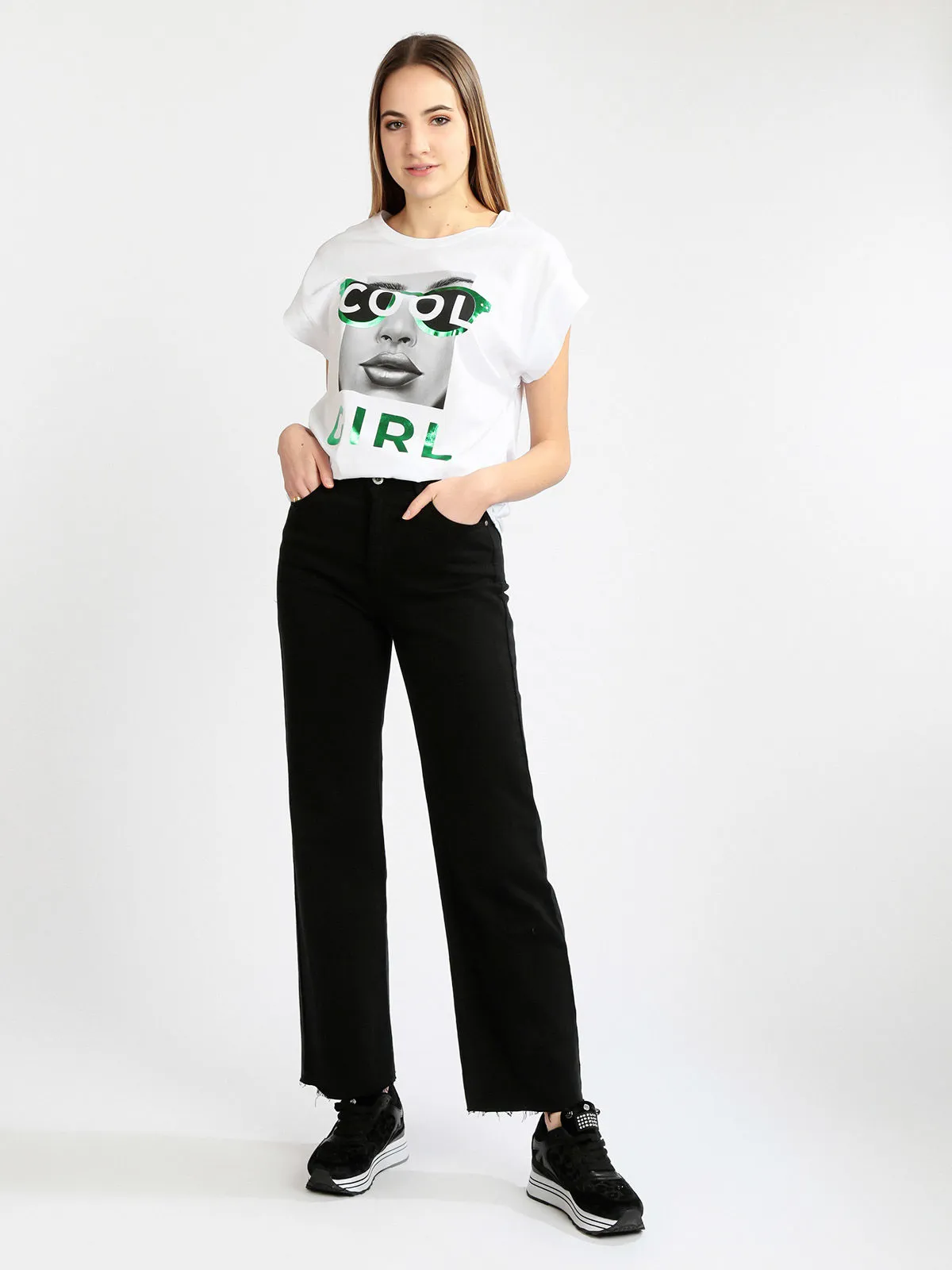 Ootd T-shirt femme oversize avec imprimé
