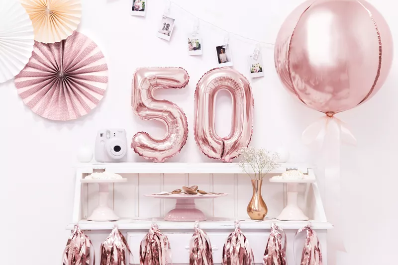 Palloncino 5 oro rosa metallizzato 35 cm