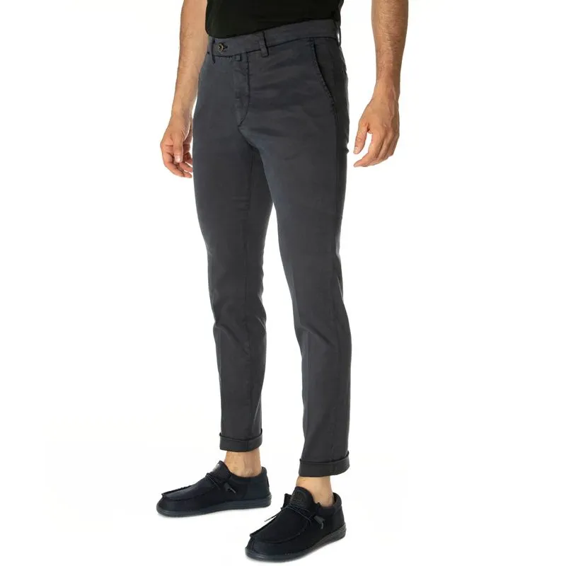 Pantalone blu navy Tencel in cotone 