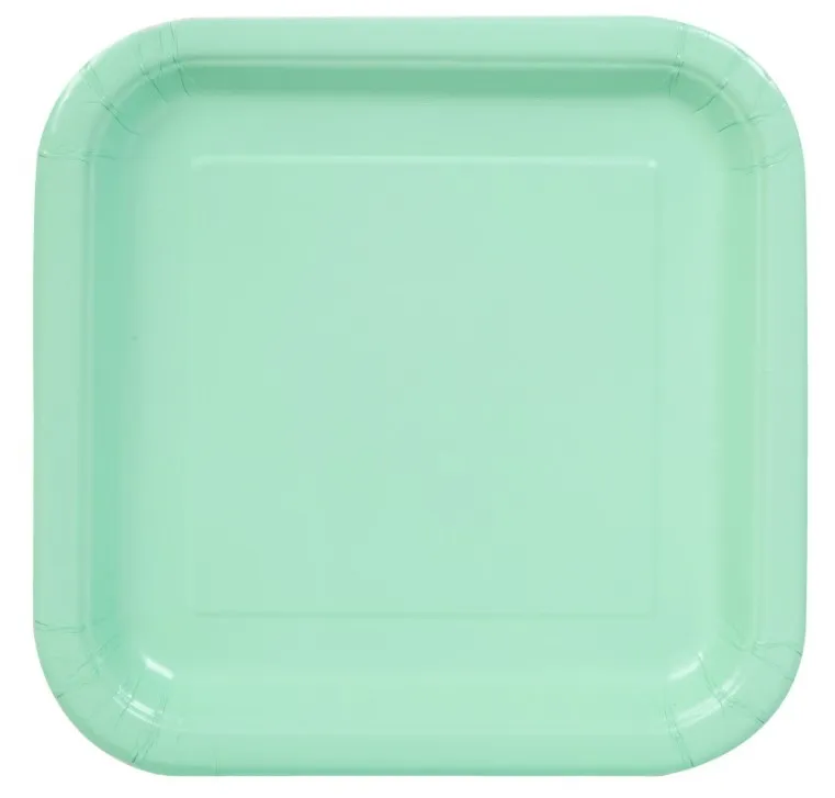 Piatto di carta quadrato verde menta 23 cm