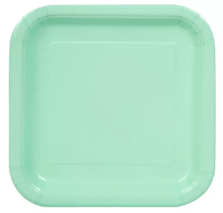Piatto di carta quadrato verde menta 23 cm