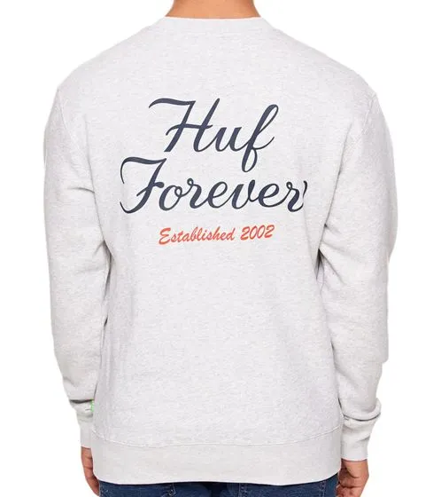 Pullover in cotone con cappuccio e cappuccio da uomo HUF Forever Crew con stampa logo PF00459 Grigio