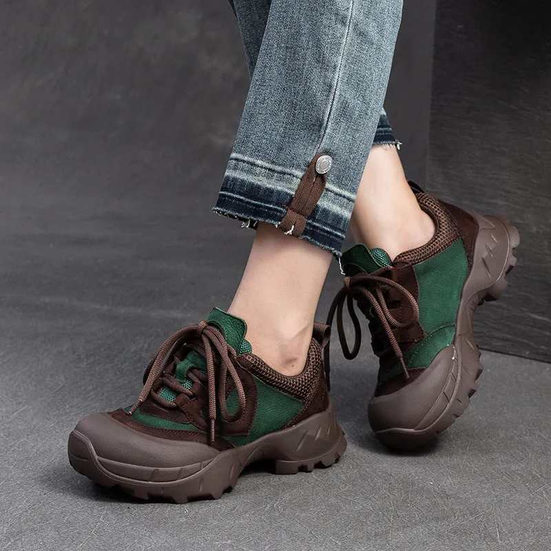 Scarpe casual da donna in rete traspirante in pelle retrò