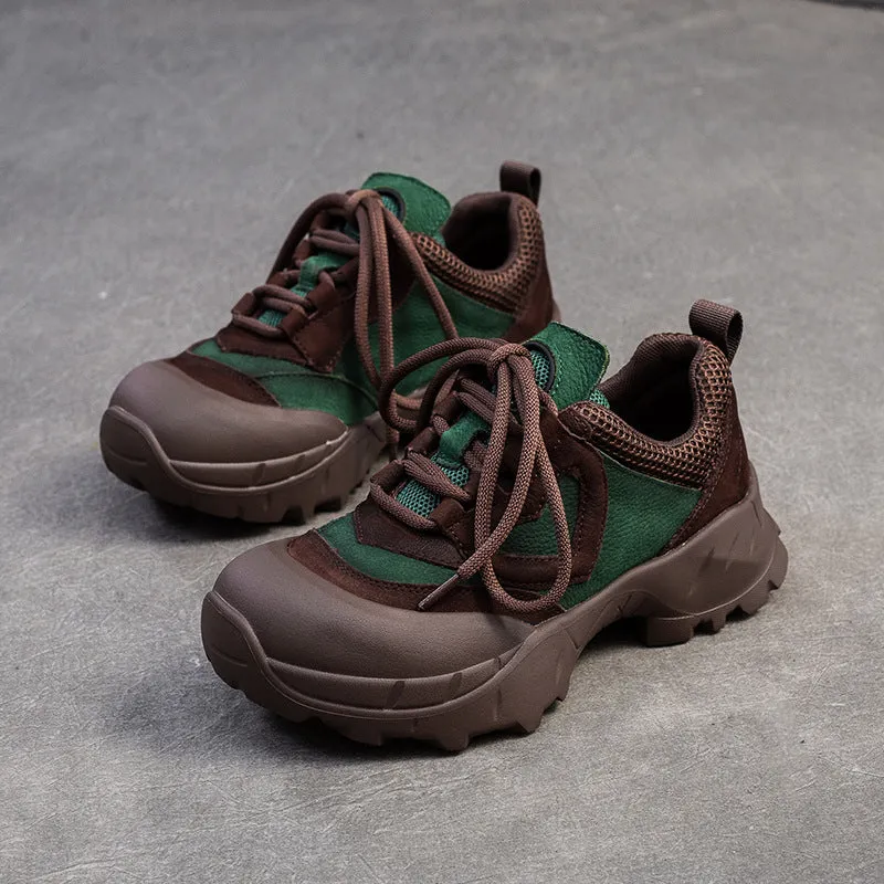 Scarpe casual da donna in rete traspirante in pelle retrò