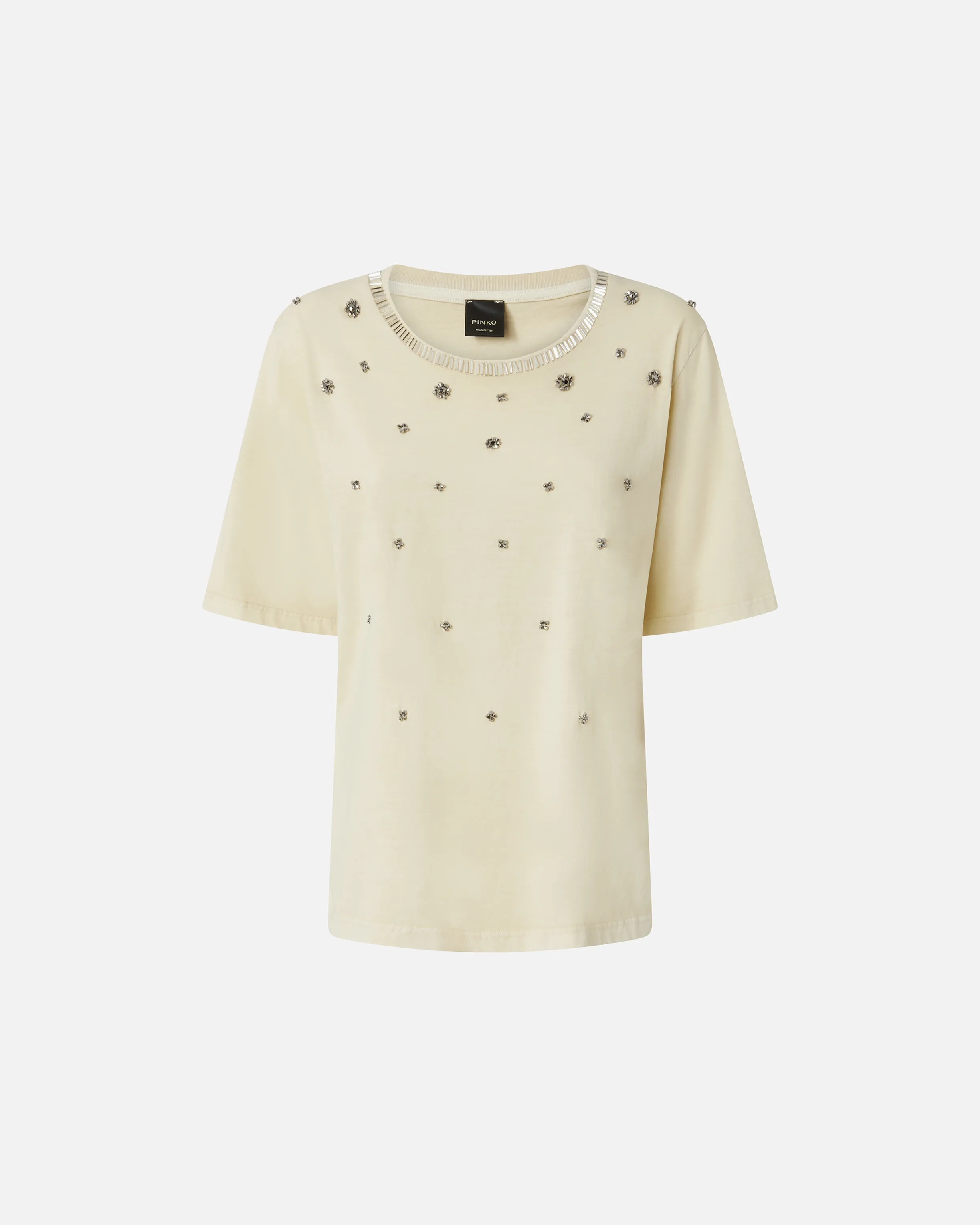  T-shirt mezze maniche con ricami gioiello    
