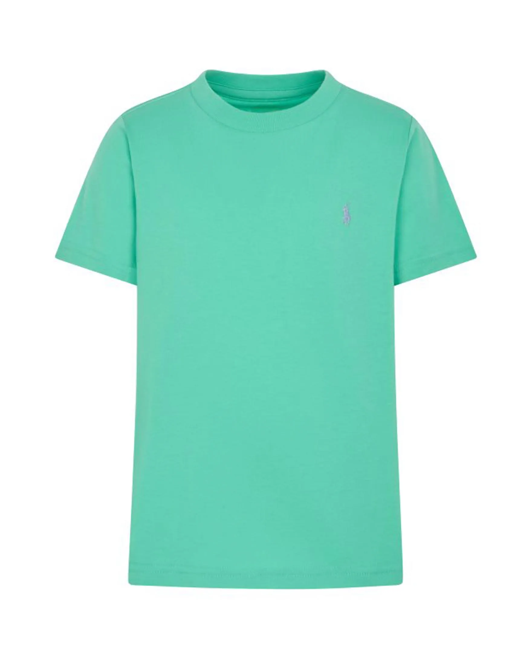 T-shirt verde acqua mezza manica in cotone con logo pony lilla 2-7 anni