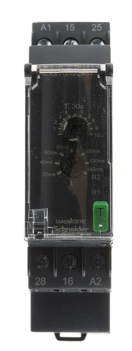 Timer Relay Schneider Electric, intervallo 0.3 → 30s, 2 poli, DPDT, Guida DIN